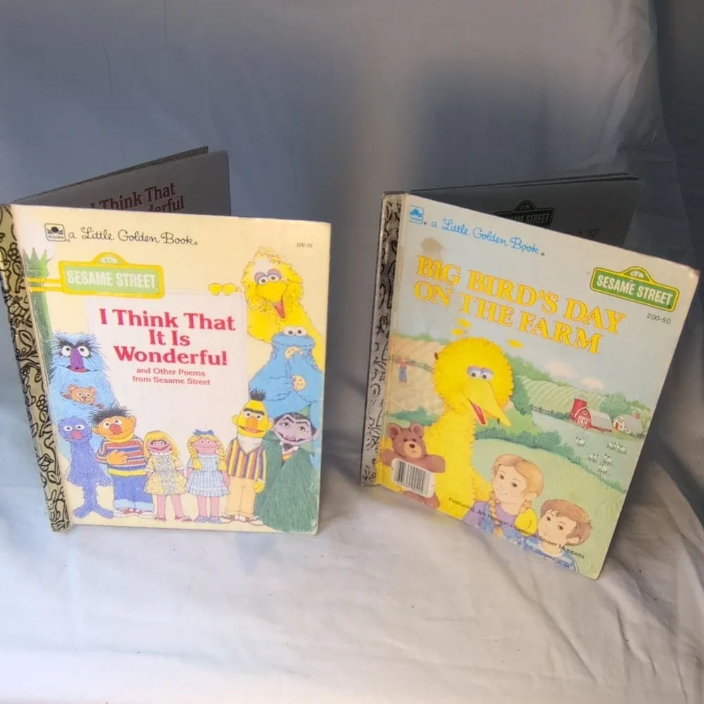 Lot 2 Vintage Sesame Street Little Golden Books Big Bird & poems